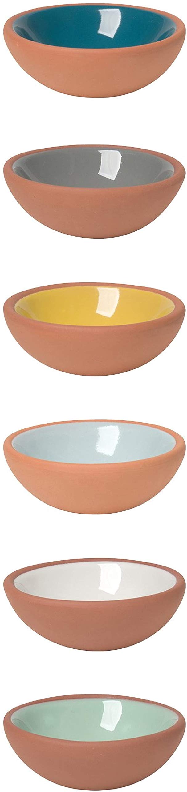Now Designs Terracotta Pinch Bowls, Set of 6, Porcelain, Multicolor, 6 CT