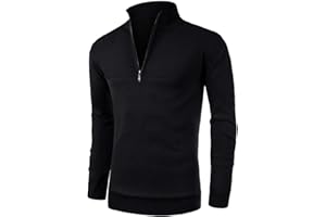 NITAGUT Mens Slim Fit Zip Up Mock Neck Polo Sweater Casual Long Sleeve Sweater and Pullover Sweaters with Ribbing Edge