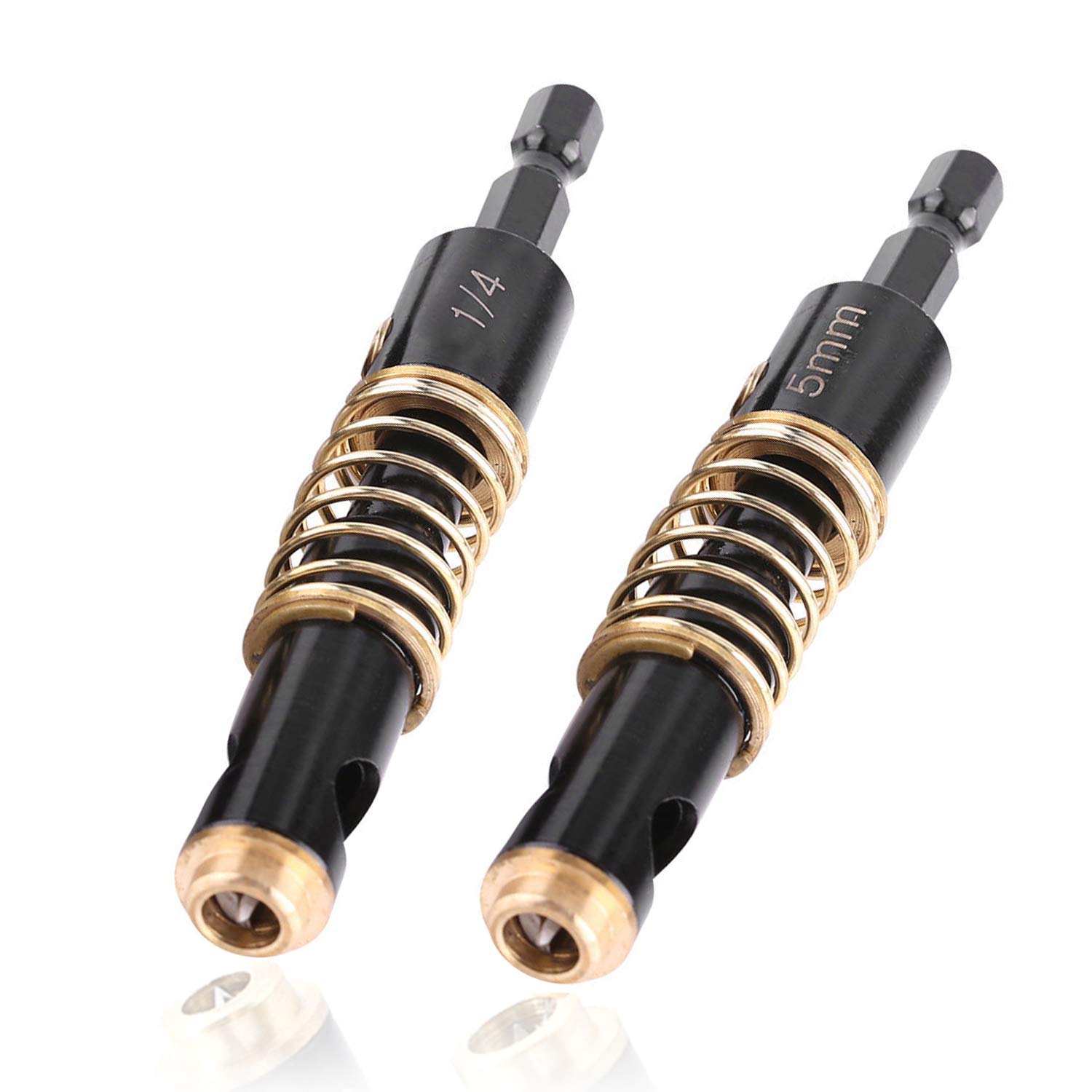 Gasea 1/4 Inch Shank Hinge Self Centering Drill Bits Set, 5mm & 1/4" Reaming Drill Wood Plastic Combination for Woodworking