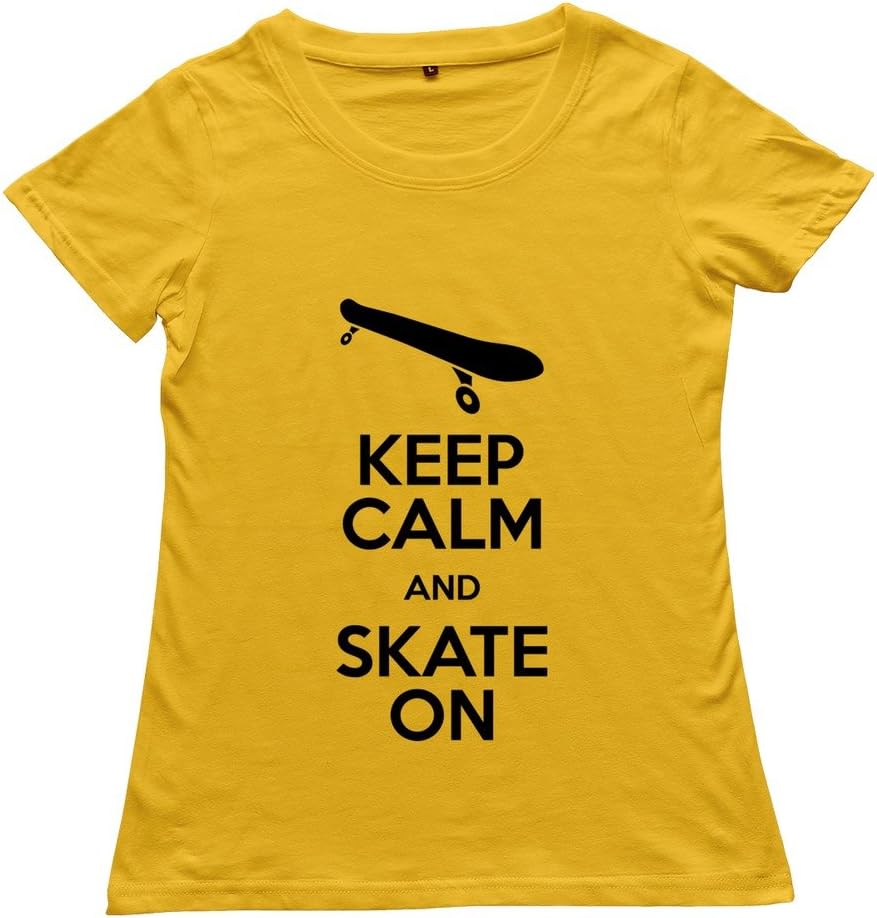 Woman Keep Calm Skate Custom Vintage Yellow Tshirts By RRG2G