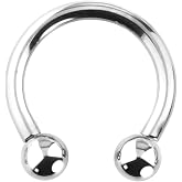 Forbidden Body Jewelry 14G-16G Solid Titanium Internally Threaded Horseshoe Ring for Cartilage/Septum