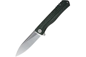 Petrified fish PF818 Folding Knife,3.54" D2 Steel Satin Blade,104g Micarta Handle Pocket Folding Knife (Green, Micarta)