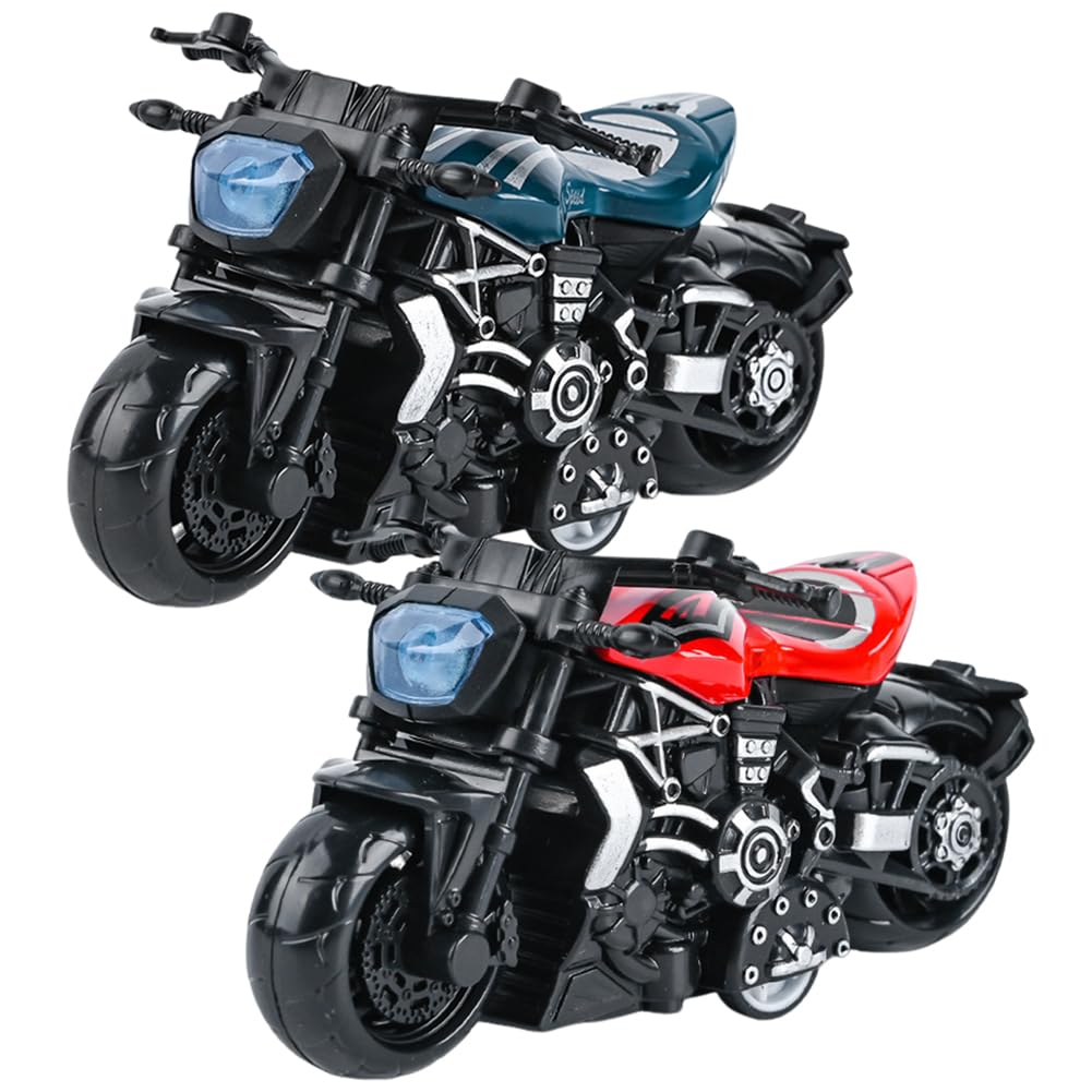 HATFRYF Motorbike Toy, Vehicle Model, Highly Simulation Motorbike Model, Alloy Motorcycle Pull-Back Vehicle Toy Motorcycles for Boys and Girls - 2PCS