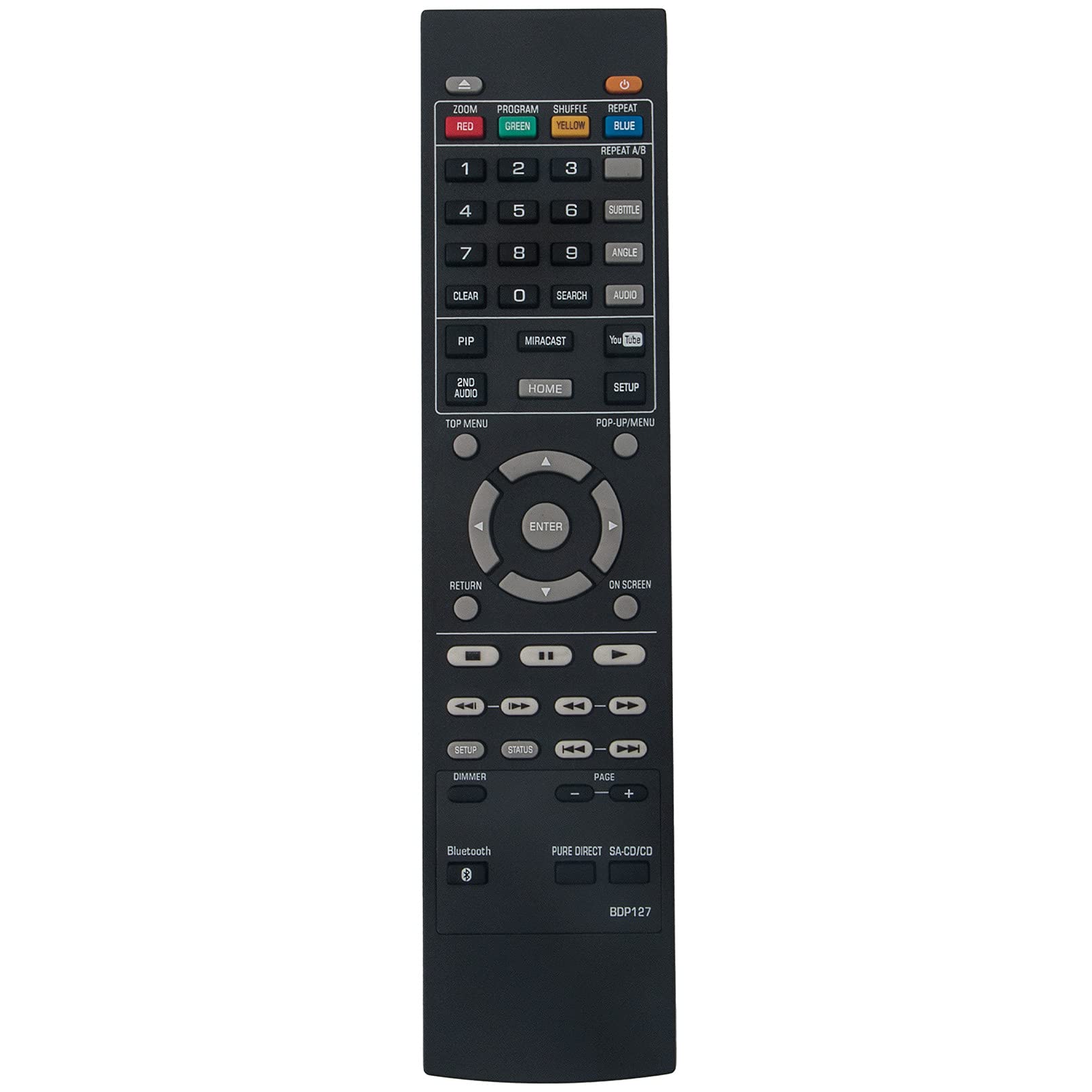 New BDP127 Replace Remote Control - VINABTY BDP127 Blu-ray Remote Control Replacement fit for YAMAHA Blu-ray Player ZQ02120 Remote Controller
