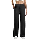JEKAOYI Womens Wide Leg Business Casual Pants High Waisted Button Pull On Dress Work Pants with Pockets