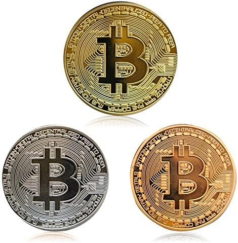 Premium Bitcoin Coin Set - 3 Pack - Limited Edition Commemorative Offering from Collectible Crypto - Each Coin In Individual Plastic Case - Limited Novelty Bitcoin Tokens