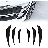 GKmow Pack-6 Car Spoiler Canards Kit, Universal Auto Front Bumper Lip Splitter, Body Anti-Collision Diffuser, Exterior Soft Rubber Decorative Stickers (Glossy Black)
