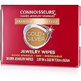Connoisseurs - Jewelry Wipes - 30 Pack | Premium Edition - For Gold &amp; Silver Jewelry - Dry and Disposable - Clean, Polish, and Remove Tarnish