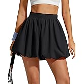 G4Free Chillwhisp Bubble Tennis Skirts for Women - 14" Mini Athletic Ruffled Hem Casual Skorts Inner Shorts with 3 Pockets