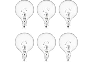 MEQIQTEK Scentsy Light Bulbs for Warmer - 25 Watt Bulb for Full Size Wax Melt Warmers, Replacement Bulb for Wax Warmer Burner Candle Warmer - G16 1/2 Globe Bulbs (6 Packs)