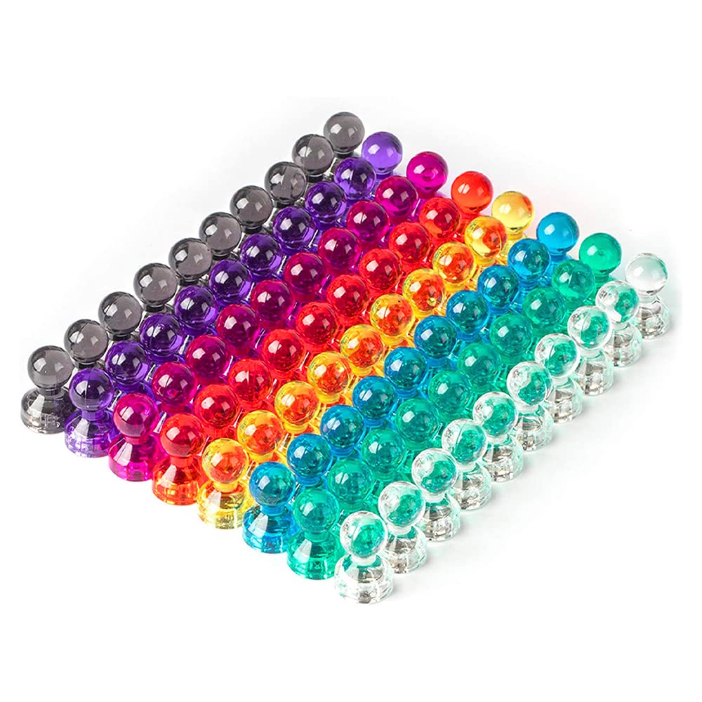 IBEQUEM 80Pcs MINI Fridge Magnets, 8 Assorted Color Decorative Push Pin Magnet for Noticeboard Whiteboard Refrigerator, Strong Magnetic Colorful Magnets for Home, Office, School, Classroom (80)