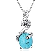 DOLIOX Genuine Turquoise Snake Pendant Necklace, Sterling Silver Vintage Native American Western Jewelry Birthdays Gift for Women