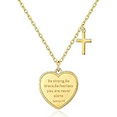 XOYOYZU Engraved Coin Pendant Necklace for Women Christian Bible Verse Cross Necklace Prayer Faith Religious Jewelry Gifts