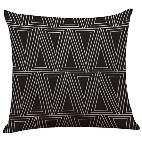 Woaills Throw Pillow Cases, Vintage Black White Simple Square Pillowcase Cushion Covers with Hidden Zipper (ColorD)
