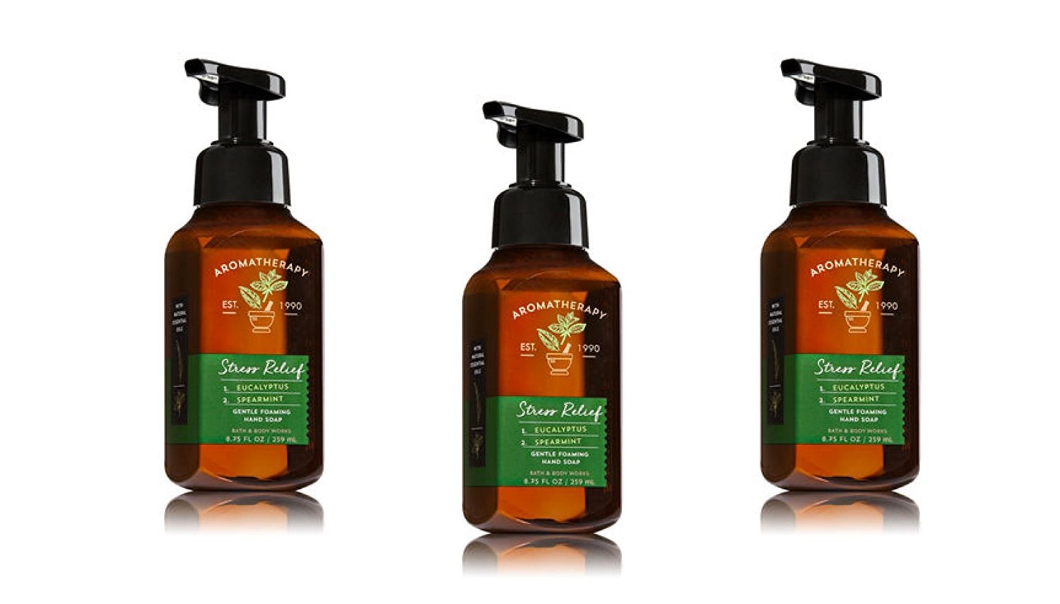 Bath Body Works Foaming Hand Soap 3 Pack Stress Relief Eucalyptus Spearmint