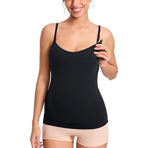 MOMANDA Nursing Tank Tops for Breastfeeding | Natrelax light collection, Maternity camisole, One-piece fixed cup, Adjustable