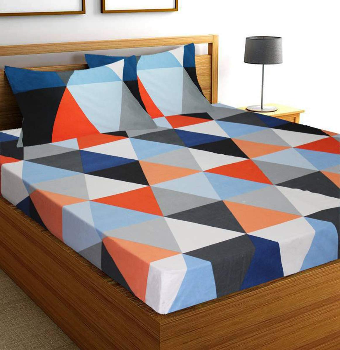 Sky Tex Elastic Fitted Multi Color Cotton Geometric 3D Printed Super