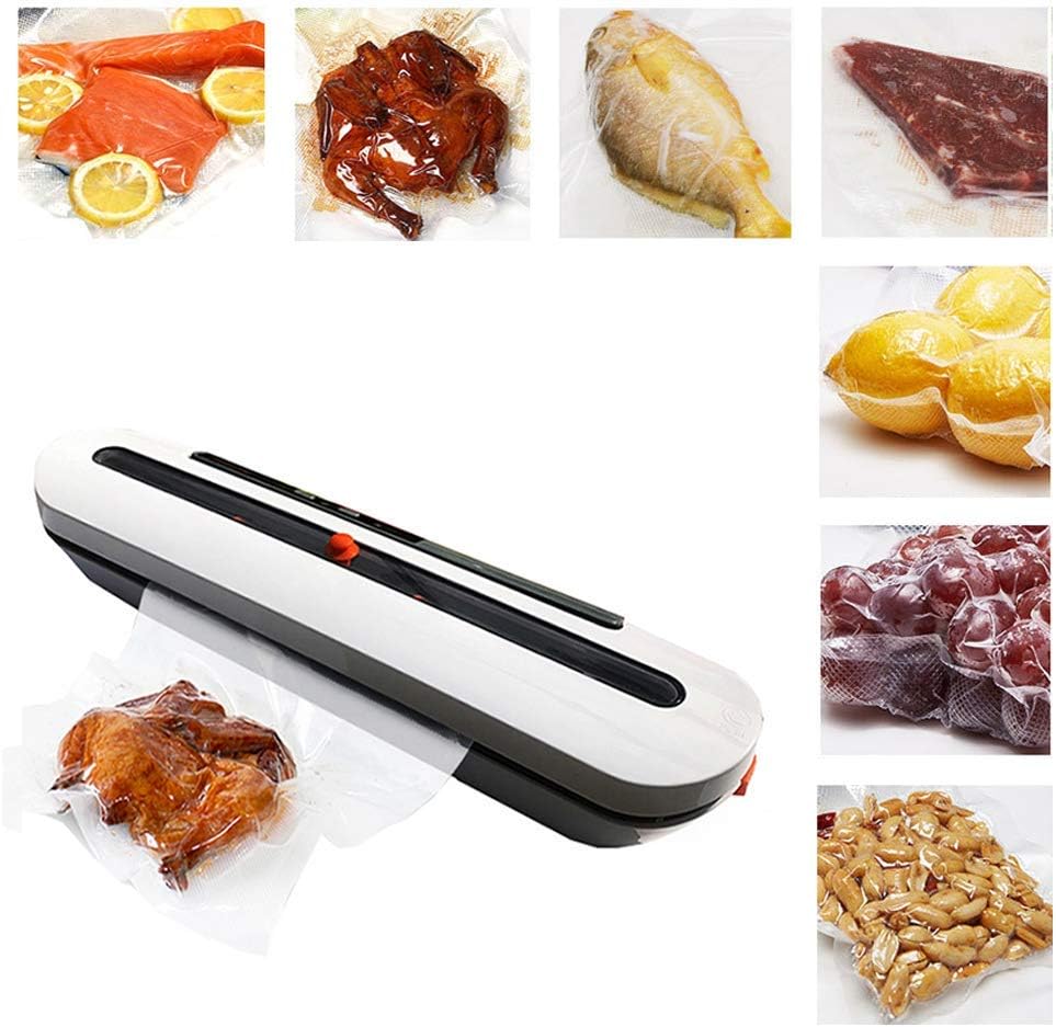 BIYLL Vacuum Sealer Machine Food Sealer for Food Savers 10 Sealing Bags with Up to 40 Consecutive Seals, Dry & Moist Modes, Compact Design (Silver) 220V 80W