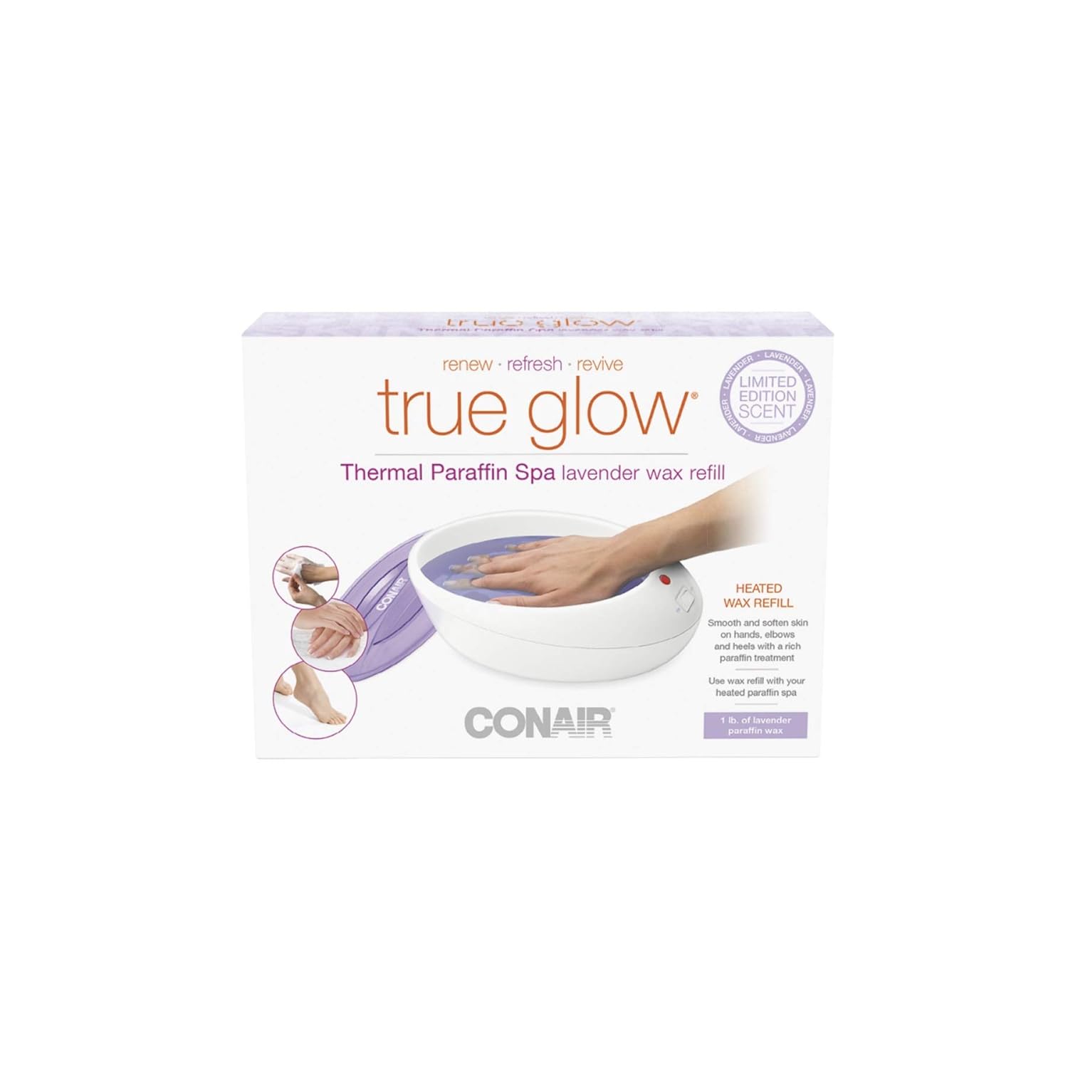 True Glow by Conair Thermal Paraffin Spa 1lb. Wax Refill (Lavender) : Beauty