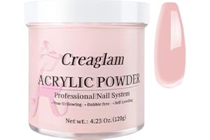 CREAGLAM Acrylic Powder 120g 4.23oz No Lamp Needed for Nail Extensions, Bubble Free Formula Acrylic Nail Powder for 3D Art Sculpting Tips, Long Lasting Salon Quality Manicure