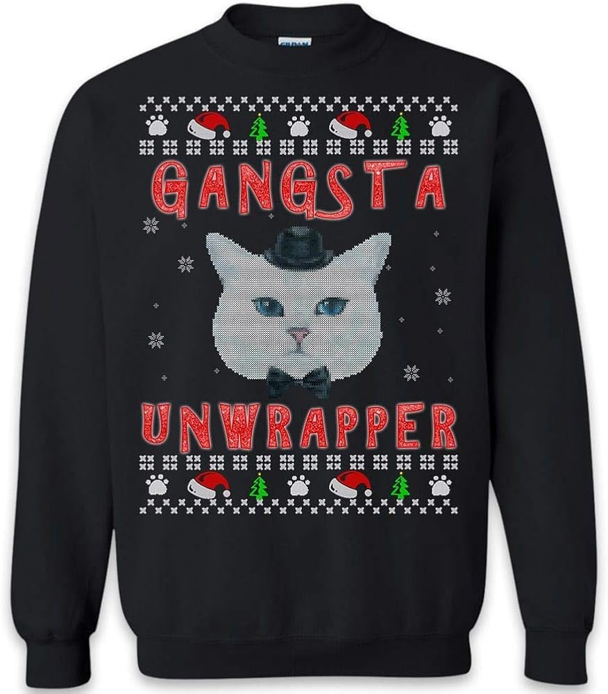 white cat christmas sweater