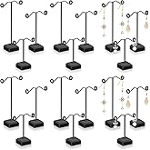 Limbeuuu 18 Pcs Black Metal Earring Holder T Bar Earring Display Stand Organizer Countertop Hanger Hanging Jewelry Towers with Acrylic Base
