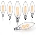 Lawyettle E12 LED Candelabra Bulbs 40 Watt Equivalent, 4000K Neutral White, 500 Lumens, 4W Dimmable C35/B10 Chandelier Light Bulbs, Filament Clear Glass, 6 Pack