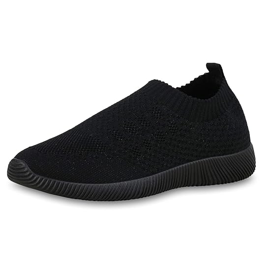 SCARPE VITA Damen Sportschuhe Slip Ons Strick Glitzer