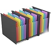 MAIMIS Plastic Expanding Hanging File Folders, 7 Pocket Extra Capacity Accordion Hang Folder, 1/5 Cut Adjustable Tabs, Multi-Color Lables, Letter Size for Filing Cabinet - 3 Pack