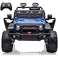 24V Kids Ride on 2 Seaters Electric Car with Remote Control, 2*120W Motors Battery Powered 20" Extra Large Seats+15.5" XL Wheels,LED Headlights, Front Storage, Bottle Holder, FM, Music for 3+ (Blue)