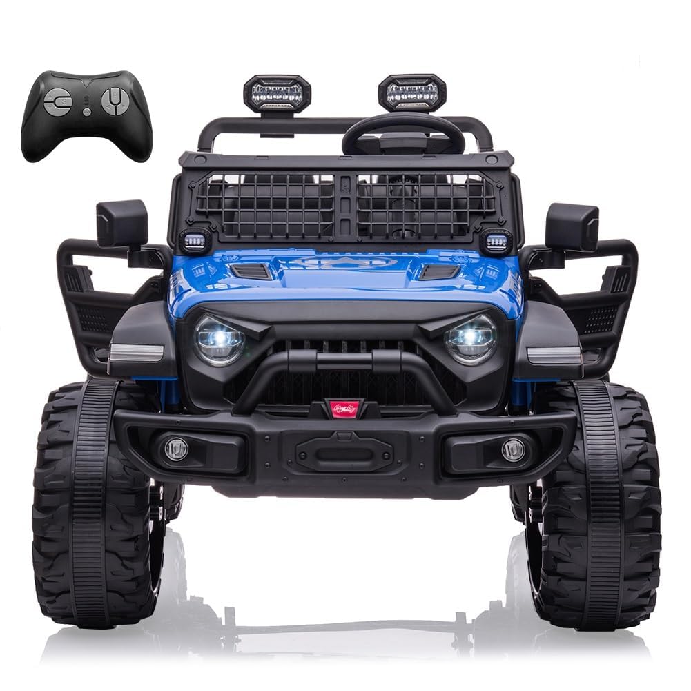 Photo 1 of *MISSING PARTS*
24V Kids Ride on 2 Seaters Electric Car with Remote Control, 2*120W Motors Battery Powered 20" Extra Large Seats+15.5" XL Wheels,LED Headlights, Front Storage, Bottle Holder, FM, Music for 3+ (Blue)