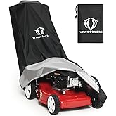 TitanCovers Push Lawn Mower Cover, Waterproof Lawnmower Covers for Outdoor | Heavy Duty 600D Polyester Oxford Push Mower Cover with PA Coating &amp; Double Drawstring &amp; Storage Bag