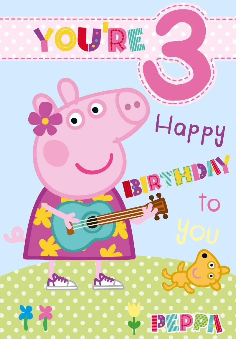 Official Peppa Pig You're 3 Birthday Card - Peppa Pig Age 3