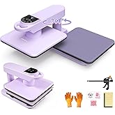 Whubefy Swivel Auto Heat Press Machine 15x15, 360° Swing Away Smart T-Shirt Printing W/Auto Release & Auto-Off, Adjustable Pr