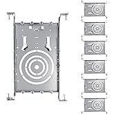 6 Pack New Construction Mounting Plate with 3-4-6" Round Hole Adjustable 14-25" Galvanized Steel Recessed LED Light Plate wit