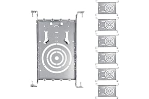LEGDINDOOR 6 Pack New Construction Mounting Plate with 3-4-6" Round Hole Adjustable 14-25" Galvanized Steel Recessed LED Light Plate with Extendable Hanger Bars, Wafer Light Bracket, Mounting Kit with Notches