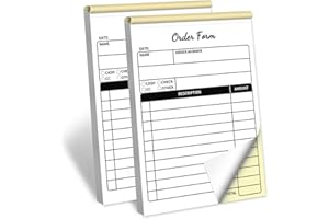 AZDVZD Receipt Book,Handheld 2-Part Carbonless,4x5.5 inches, Carbon Duplicate Copy Sales Receipt Form, Invoice Pad, Cute Convenient for Small Boutique Business,White/Yellow,Pack of 2(50 Sets per Book)…