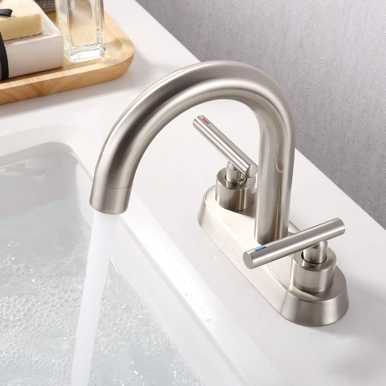 Kes 4 Inches Centerset Bathroom Sink Faucet Brushed Nickel Morden Vanity Faucet Brass Construction L4117lf Bn Amazon Com