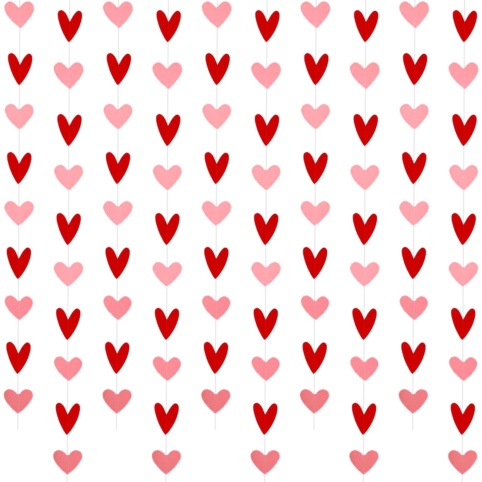 Photo 1 of 100 Heart Garland, Hanging Hearts Valentines Banner, Red and Pink Valentines Decorations, Hanging Hearts Decorations for Valentine Decorations, Valentines Garland, Wedding