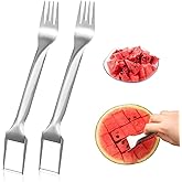 2pcs Watermelon Fork Slicer Cutter,2-in-1 Stainless Steel Fruit Cutter, Dual Head Stainless Steel Fruit Forks Slicer Knife fo
