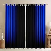 Feelyou Geometric Abstract Ombre Window Curtains for Bedroom Living Room Kids Teens Dark Blue and Black Striped Curtains Decor Modern Fashion Window Drapes Treatments 42W X 63L,2 Panels