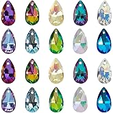 SOFPLATE 1 Box 100Pcs Teardrop Glass Charms Crystal Dangle Charms Colorful Assorted Shine 9 x 16m Small Hanging Gemstone Craft Pendants for Jewelry Making Necklaces Earrings DIY Crafts Accessories