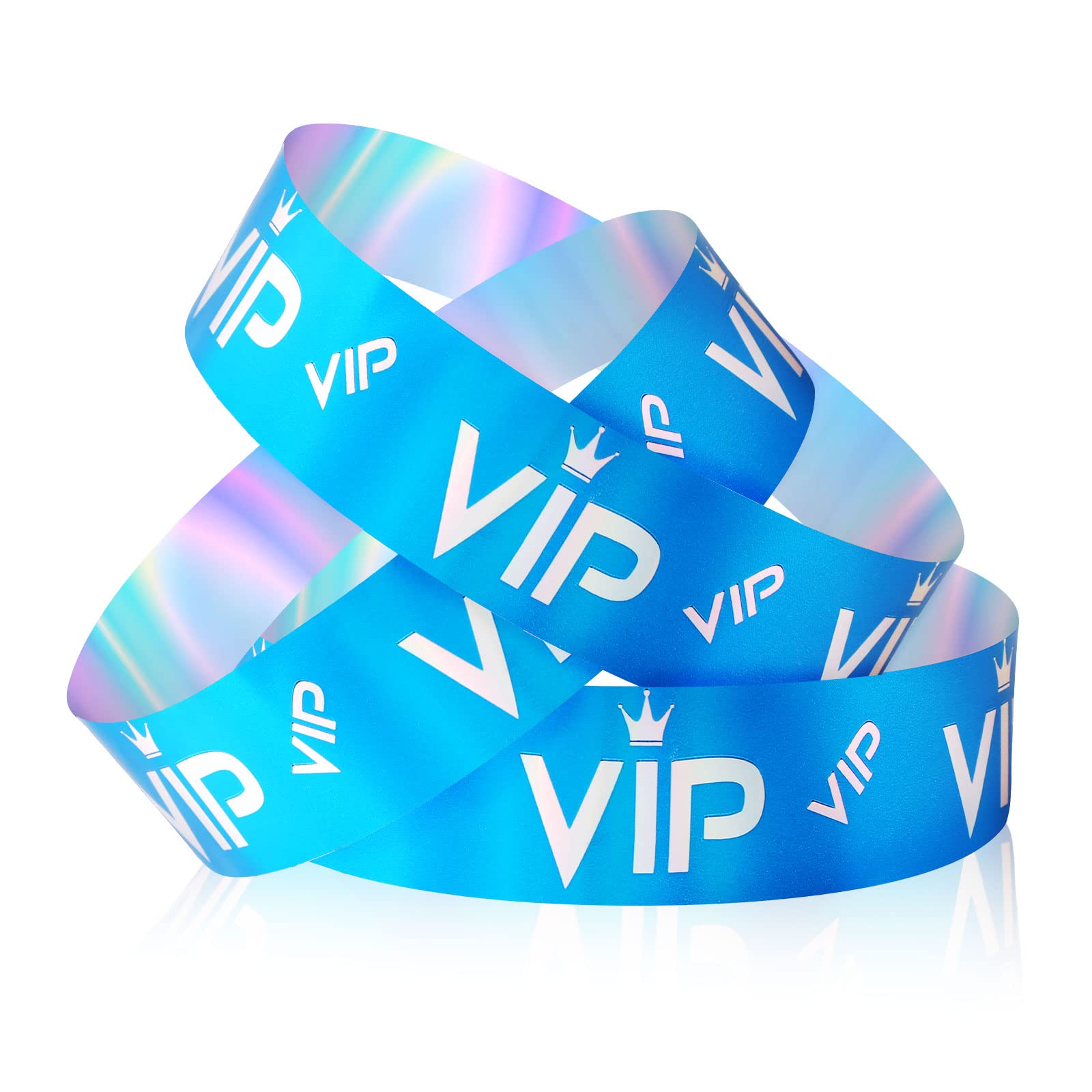 500pcs VIP Plastic Wristbands, VIP Armbands Party Wristbands Bracelets Wristbands VIP Wristband for Events Entrance VIP Party Music Festival Concerts (Holographic Blue)