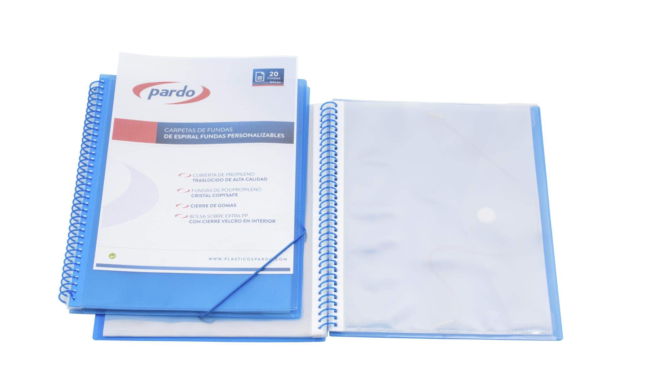 Pardo 844003 – Folder 40 Spiral Covers with PP Rubbers, Blue