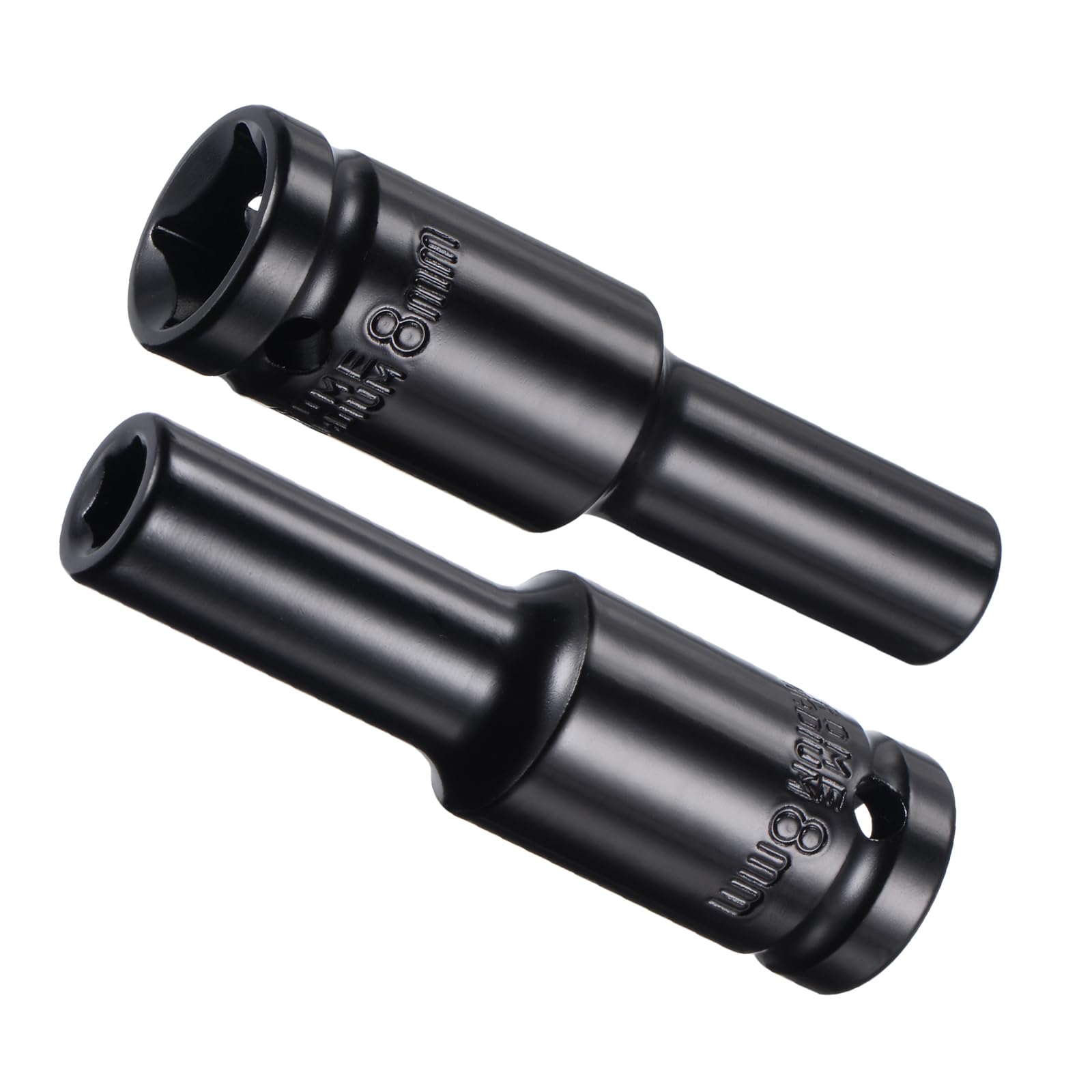 CoCud Deep Impact Socket, 1/2" Drive 8mm Socket, CR-V Steel Rounded Corner Design 6-Point Deep Impact Socket - (Applications: for Screw Installation and Removal), 2-Pieces