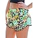 PinRoad Women's Small Balls Tassel Edge Print Beach Shorts,Yellow/Green