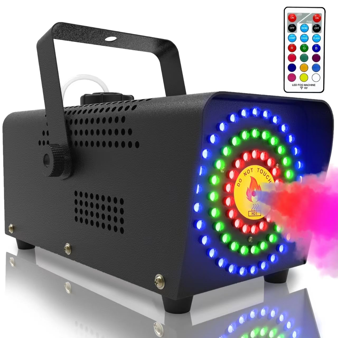 Photo 1 of Machine, Fog Machine with 72 LED Lights, 500W and 2000 CFM Spray, Remote Control, Perfect for Halloween Outdoor, Christmas, Wedding, Party, Club, DJ Stage Effect,B-Round