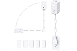 TROND Electrical Outlet Extender 360° Rotating Plug with 20W USB C, 36in Short Extension Cord, Wall Plug Adapter With 3 AC Outlets, Access Hard-to-Reach Outlets Use Behind Couches, Desk, White