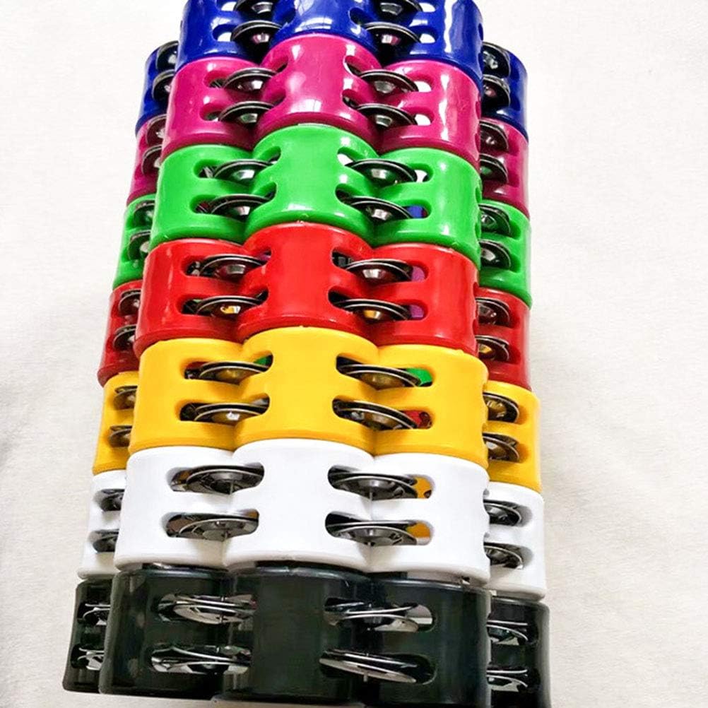 Einsgut 2 Pieces En Plastique Prune Tambourin Percussion Tamborine Tambour Hochet Cloche Double Rangee Anneaux De Cloche Pour 0 1 Ans Bebe Et Enfants Garcons Et Filles Instruments De Musique Et Sono Tambourins