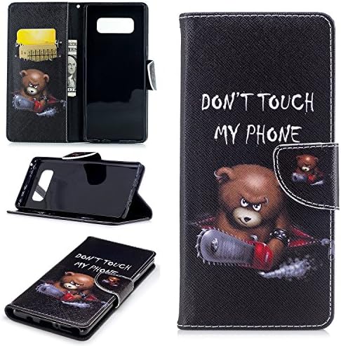 Galaxy Note 8 Wallet Case, Easytop PU Leather Magnetic Flip Cover Card Holders Wallet Purse Case for Samsung Galaxy Note 8 with Built-in Stand Magnet Closure (Chainsaw Teddy Bear)